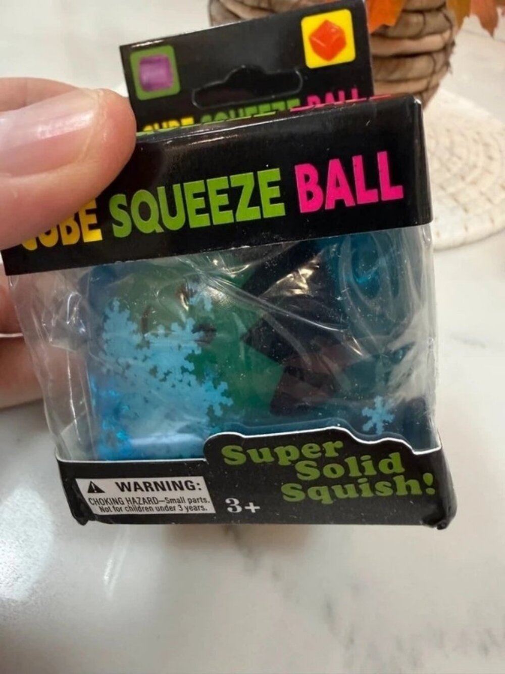 Cube Squeeze Ball Sensory Fidget Toy Blue Snowflake New In Box